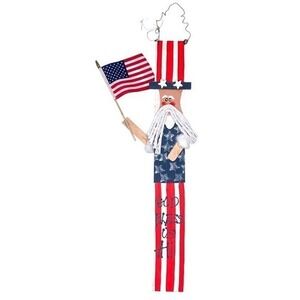 Patriotic Americana Wooden Uncle Sam Porch Decor God Bless Us‎ All Flag 2Ft